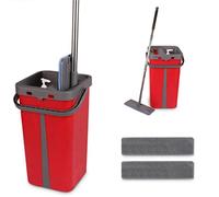 Cenocco CC9077-RD-Escoba escurrir, Rojo Escoba Plana de Microfibra, Sistema de escurridor, Cubo de Doble cámara, Limpieza fácil, para Todo Tipo de Suelos, Color, Desconocido