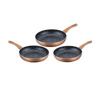 Cenocco Juego de 3 Sartenes de Piedra - Todos los Quemadores e Inducción - 20/24/28 cm CC 2001 COBRE