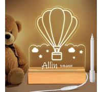 CENOVE Lampara Personalizada con DIY Nombre, Globo Aerostático LED Lampara Infantil Noche, Regalos Bebes Recien Nacidos Originales, Regalos para Niños y Niñas