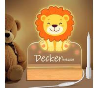 CENOVE Lampara Personalizada con DIY Nombre, León LED Lampara Infantil Noche, Regalos Navidad, Bautizo Niño Bebe Regalos Navidad Personalizado