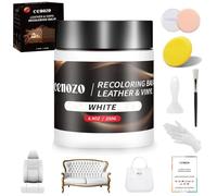 cenozo Kit de Reparación para Cuero Blanco,Tinte para Cuero Liquido Reparador,Masilla de Reparación de Cueros,Pintura para Reparador Cuero Coche,para Reparador Mancha,Arañazos,Grietas