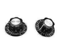 CENPEK 10 botones de control de potenciómetro negro para audio, guitarra eléctrica, tipo de tornillo de bajo, 27 x 16 mm (dh) + 10 hojas de escala 0-100 KNOB-A03