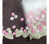 CENPEK 10 yardas con ribete de encaje floral para vestido de novia o boda, tela bordada, mantel de tela para manualidades, manualidades, cortinas de ropa, 7 pulgadas de ancho (rojo rosa)