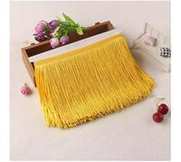 CENPEK 10 Yardas de 6 Pulgadas con Flecos, Borde de Encaje, Borla Blanca, Cinta de Flecos, para Vestido de Baile Latino, decoración de lámpara de decoración y Almohada - Amarillo