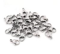 CENPEK 100 broches de joyería de 12 mm con cierre de langosta para llaves y ganchos para llavero para hacer joyas, accesorios de manualidades, proveedores (plata)