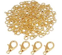 CENPEK 100 broches de joyería de 12 mm con cierre de langosta para llaves y ganchos para llavero para hacer joyas, accesorios de manualidades, proveedores (oro)