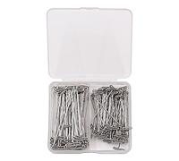 CENPEK 100 Uds Alfileres T para Cabezas de Peluca, Alfileres Rectos de Peluca de Acero Inoxidable de 1,5 y 2 Pulgadas con Caja de Plástico para Tejer Manualidades, Joyería de Costura