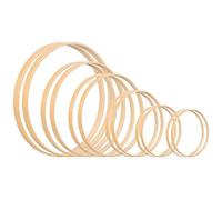 CENPEK 12 Unidades de 6 tamaños de Madera de bambú Floral Juego de Aros de artesanía de macramé para decoración de Coronas de Boda, atrapasueños(8 cm/10 cm/13 cm/15 cm/18 cm/20 cm)