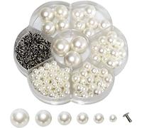 CENPEK 127 remaches de perlas de plástico blanco de 6 mm, 8 mm, 10 mm, 12 mm, 14 mm, 16 mm, tamaño mixto con base para manualidades, decoración, accesorios de ropa