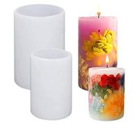 CENPEK 2 moldes de vela de pilar, cilindro de silicona para velas - DIY resina molde de fundición para hacer moldes de cera, jabones, espécimen de flores