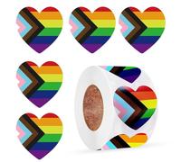 CENPEK 2 Pegatinas de Arco Iris en Forma de corazón, Pegatinas rectangulares del Orgullo del Arco Iris, Decoraciones del Mes del Orgullo Gay, Pegatinas rectangulares