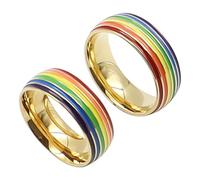CENPEK 2 Piezas Anillo Gay, Anillo Arco Iris Anillo LGBT, Anillo Arco Iris Orgullo Gay LGBT, Anillos Gay, El Anillo de Mujer para Hombres es Adecuado para Muchas Ocasiones, Bodas, Aniversarios