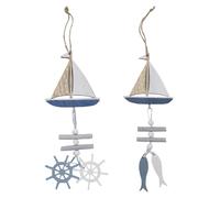 CENPEK 2 Piezas de decoración náutica para Colgar Peces de velero, timón de velero, Volante y Ancla para el hogar