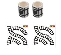 CENPEK 2 Rollos de Pegatinas de Vías de Ferrocarril con 2 Hojas de Pegatinas de Vías Curvas Cinta de Carretera para Manualidades de Arte DIY