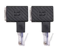 CENPEK 2 unidades de adaptador acodado RJ45 macho a RJ45 hembra de 90 grados chapado en oro compatible con cables Cat5e Cat6 ángulo hacia arriba