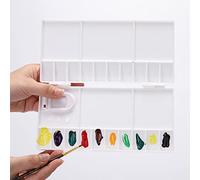 CENPEK 3 bandejas de pintura de paleta de colores de plástico con tapa larga, caja de color plegable para acuarela, conveniente y práctica seguridad