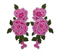 CENPEK 4 piezas 3D colorido encaje floral coser apliques parche collar costura DIY manualidades escote costura bordado parche accesorio para vestido de Cheongsam - rosa