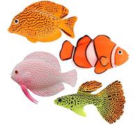 CENPEK 4 piezas de peces artificiales acuario falso peces flotantes tanque de peces adornos de silicona falso peces tropicales para decoración de pecera artificial acuario de peces
