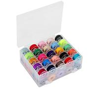 CENPEK 50 piezas de bobina de hilo de coser preenrollado con estuche y cinta métrica suave para Brother Baby Lock Janome Kenmore Singer Tamaño estándar y colores surtidos