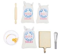 CENPEK 7pcs 1:12 Dollhouse Miniatura Harina Sal Bolsas Eggbeater Modelo Hornear Set Comida Hornear Escena Pan Making Set Comida Miniatura Alimentos Casa de Muñecas Accesorios