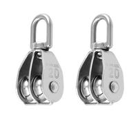 CENPEK Bloque De Polea Doble M20 De 2 Piezas De Acero Inoxidable 304: Polea Doble Resistente Para ElevacióN Aparejo Marina Y ConstruccióN Capacidad De Carga De 75 Kg