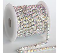 CENPEK Cadena de diamantes de imitación de cristal de 5 yardas para manualidades, ribete de flecos, joyería y manualidades (plata)