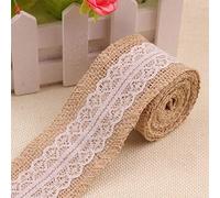 CENPEK Cinta de arpillera natural con encaje de 2 metros, cinta de yute para manualidades de boda con temática rústica, 5 unidades