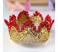 CENPEK Cinta de encaje con cuentas y lentejuelas, vintage, decorativa, para boda, novia, manualidades, costura, tela de color, dorado-rojo