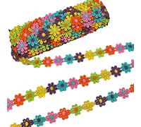 CENPEK Cinta de encaje de margaritas coloridas de 2,5 cm de ancho, diseño de margaritas, arcoíris, costura, manualidades, encaje para boda, decoración de novia, bricolaje, adornos de costura