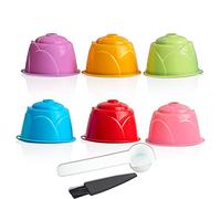 CENPEK Colorfull - Paquete de 6 cápsulas de filtro de café reutilizables para máquinas Nes-cafe con 1 cuchara de café y 1 cepillo de limpieza