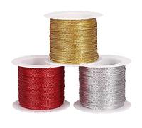 CENPEK Cuerda metálica de 3 Rollos de Hilo de joyería para Manualidades, Cuerda de elevación de 1 mm, Suministros de Manualidades para joyería, Bordados a Mano, Manualidades, Plata, Rojo, Dorado