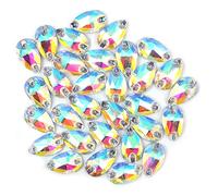 CENPEK Diamante de imitación de lágrima, 72 Piezas de Diamantes de imitación AB, Diamantes de Espalda Plana, Forma de Ojo de Caballo, Cristales artesanales para Collar, 7 x 12 mm (Cristal AB)
