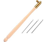 CENPEK Gancho de tambour con 3 agujas (0,7 mm-1 mm-1,2 mm), juego de agujas de abalorios francesas, juego de herramientas de ganchillo de madera intercambiable, herramienta de bordado para bordar
