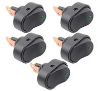 CENPEK Interruptor basculante con iluminación LED Impermeable, 12 V, 30 A, SPST, 3 Pines, Interruptor de Punto Redondo Azul de Encendido y Apagado, 5 Unidades, para Coche, Barco, Azul Marino