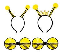 CENPEK Juego de 2 Diademas de Abeja y 2 Pares de Gafas, Disfraz de Fiesta de Abeja Amarilla para Mascarada del día de la Abeja, Accesorios de Disfraz de Abeja de Halloween
