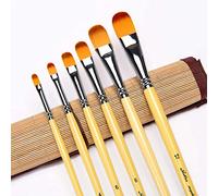 CENPEK Juego de 6 brochas de pintura filbert de mango largo para acrílico, aceite, gouche y acuarela
