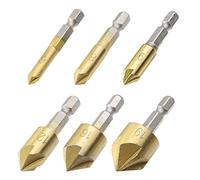 CENPEK Juego de avellanadores - 7 Piezas de avellanador para Madera, Cambio rápido, vástago Hexagonal de 1/4 de Pulgada, 6 Flautas, punzón Central de 90 Grados