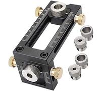CENPEK Kit de guía de perforación ajustable 2 en 1 para carpintería con 4 agujeros 6/8/10/12 mm para armarios de cama, tornillos de punzonado
