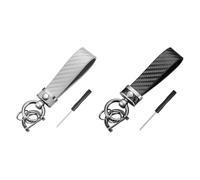 CENPEK llaveros de Coche de Fibra de Carbono con rotación de 360°, Anillo en D antipérdida, Llavero de Coche para Llaves de Coche, Llaves de casa, Colgante acrílico (Blanco y Negro)