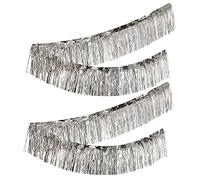 CENPEK Paquete de 2 cortinas de seda para lluvia, con borlas, de metal, para ceremonia, decoración de bodas, fiestas, cumpleaños, 30 cm x 3 m, color plateado