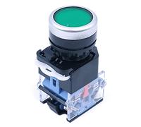 CENPEK Paquete de 5 Interruptores de Botón Pulsador Autoblocante LA38-11S-Verde de 22 MM, 10A, 1NO 1NC