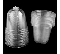 CENPEK Paquete Premium de 10 Macetas de Cultivo con Cúpula de Humedad - Diámetro 9 cm Macetas de Plástico Transparente - para Suculentas, Semillas, Plántulas, Orquídeas