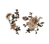 CENPEK Parches florales rosados bordados de 2 piezas, collar de flores, parche para vestido, sombrero, bolso, jeans, apliques para manualidades, accesorios de ropa de bricolaje - marrón