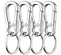 CENSIVI 4 Piezas Llavero de Aleación - Llavero Mosqueton de Zinc Resistente Mosquetón Extraíble de Metal Plata DIY Llaveron Pequeño con Clip