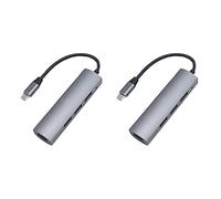 Censous 2 concentradores USB C, 4 en 1 USB-C Hub de 4 puertos, compatible con tabletas, consolas de juegos, Pro, portátiles, gris