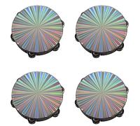Censous 4 piezas 8 pulgadas pandereta de madera timbre tambor de mano cabeza reflectante instrumento de percusión baile cantar acompañamiento