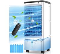 CENSTECH - Enfriador de aire evaporativo, enfriador de pantano con temporizador de 12 horas para apagado automático, 6 paquetes de hielo mejorados, aire acondicionado sin ventanas de 3 velocidades,