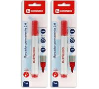 Centauro - Rotulador Permanente Rojo, 3mm, Punta Cónica, Secado Rápido, Tinta con Base Aceite, Apto Todo Tipo de Superficies, Metal, Cristal, Estaño, Plastico, Film Fotográfico, Madera, Papel y Cartón