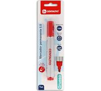 Centauro - Rotulador Permanente Rojo, 5mm, Punta Biselada, Tinta Base Aceite, Secado Rápido, Apto Todas Superficies, Metal, Cristal, Estaño, Plastico, Film Fotográfico, Madera, Papel y Cartón