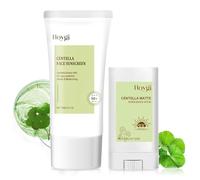 Centella Sunscreen SPF 50, Esencia Acuosa Crema Solar con Stick Solar Facial, Protector Solar Coreano, No Grasa, Fuerte Protección UV, Crema Solar Facial para Todo Tipo de Piel